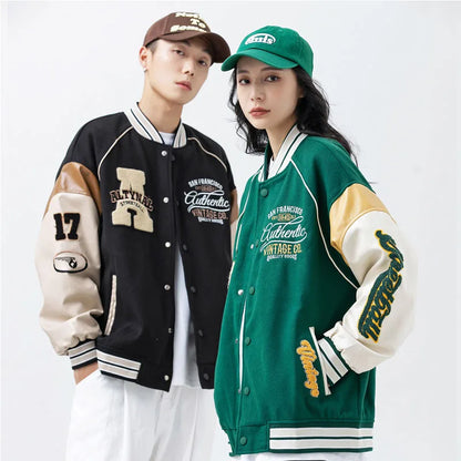 Streetwear Vintage Patchwork Baseball Bomber Student Style Jacket Men Collage Jacket Men American Vintage Jacket